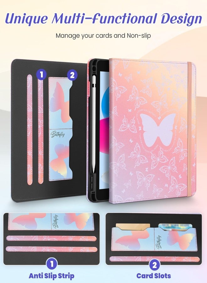 Kidcube for iPad 10th Generation Case 2022, for iPad (A16) Case 11th Generation 2025 - Women Girls Cute Rotating Stand Folio Cover with Pencil Holder & Card Slot Girly Kawaii Butterfly Design Cases - Image 3